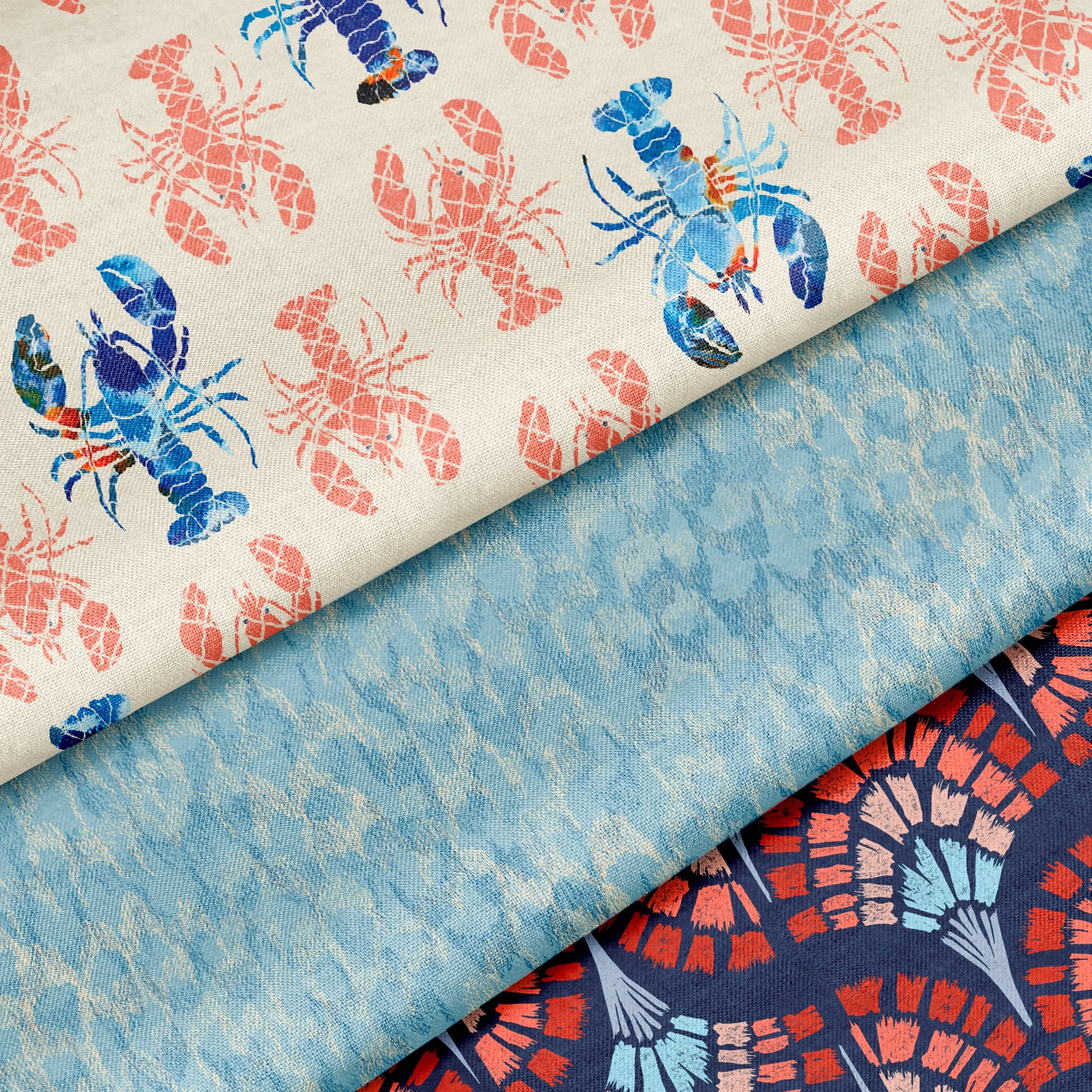Lobster Escape Fabric Collection Inky Blue