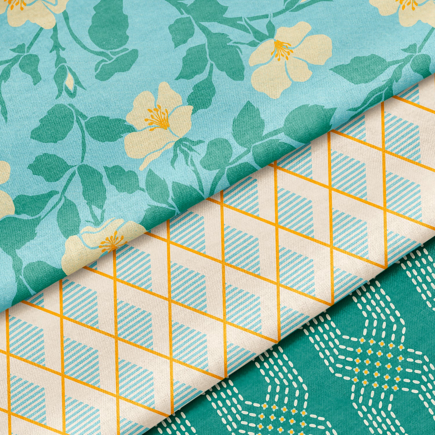 Wild Rose Fabric Collection Aqua Blue