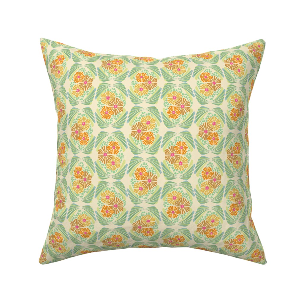 Modern Art Deco Floral Green and Cinnamon