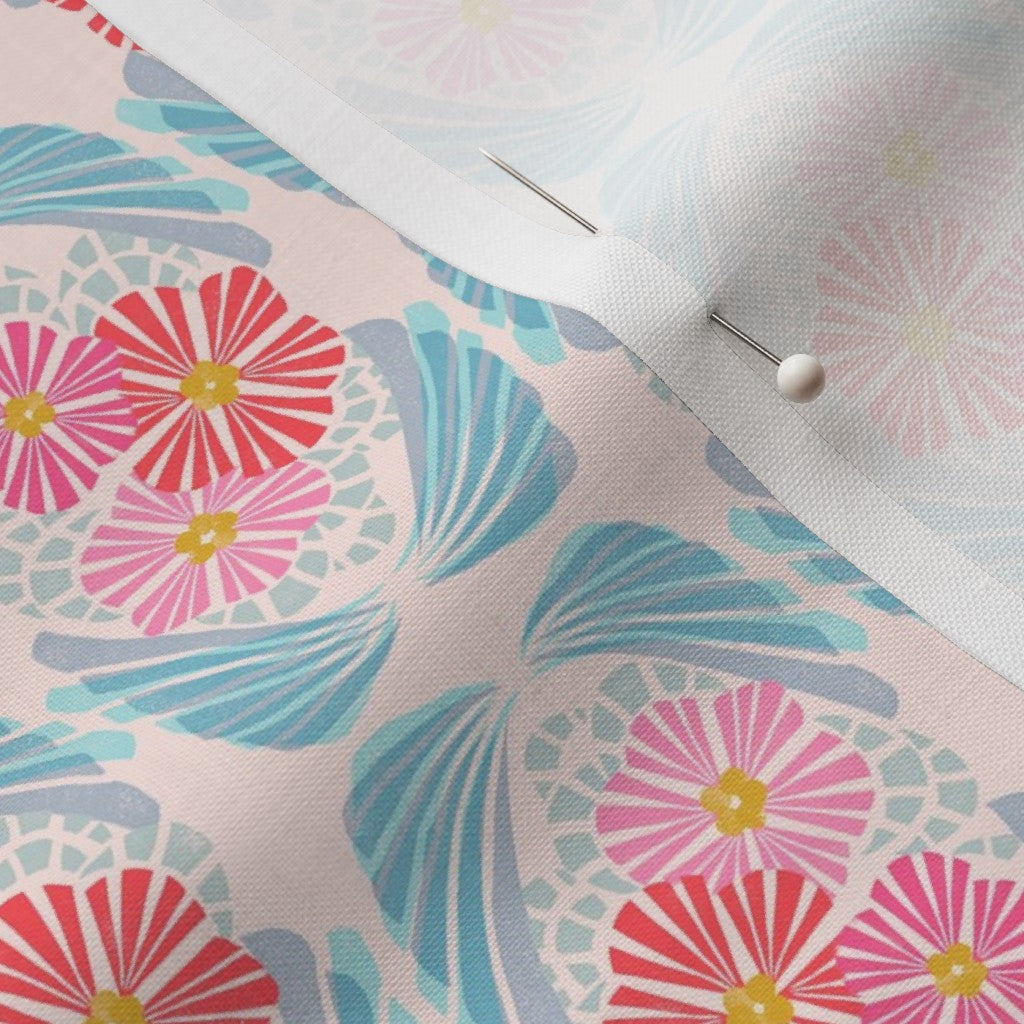 Modern Art Deco Floral Soft Pink and Blue