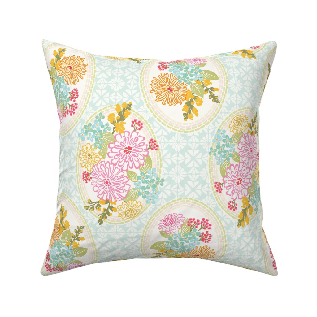 Zinnia Bouquet Floral Soft Aqua