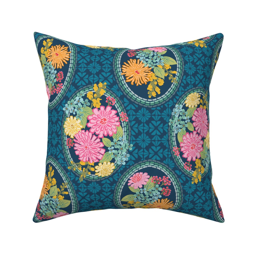 Zinnia Bouquet Floral Dark Navy