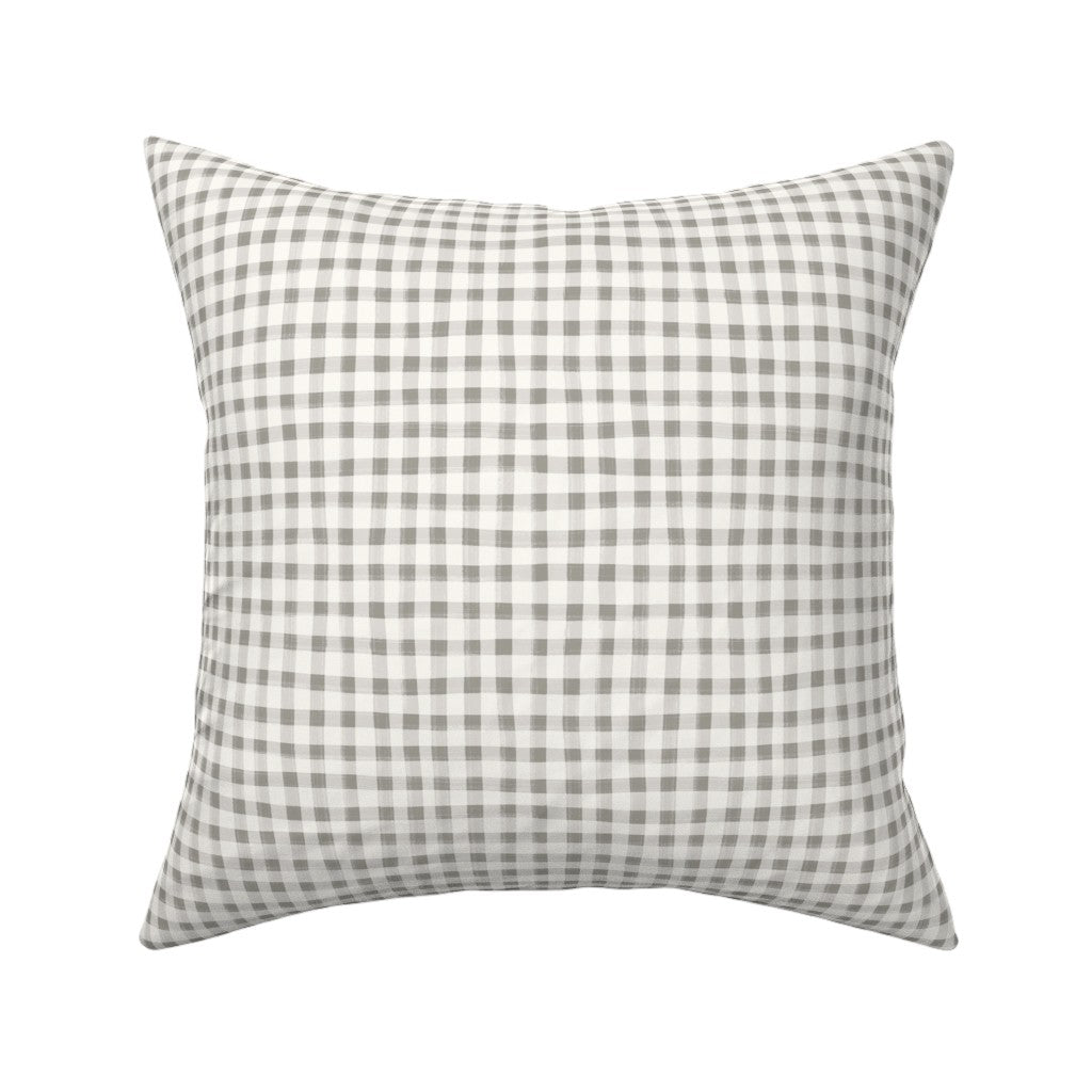 Hand Painted Gingham Fabric by the Yard Fog Gray