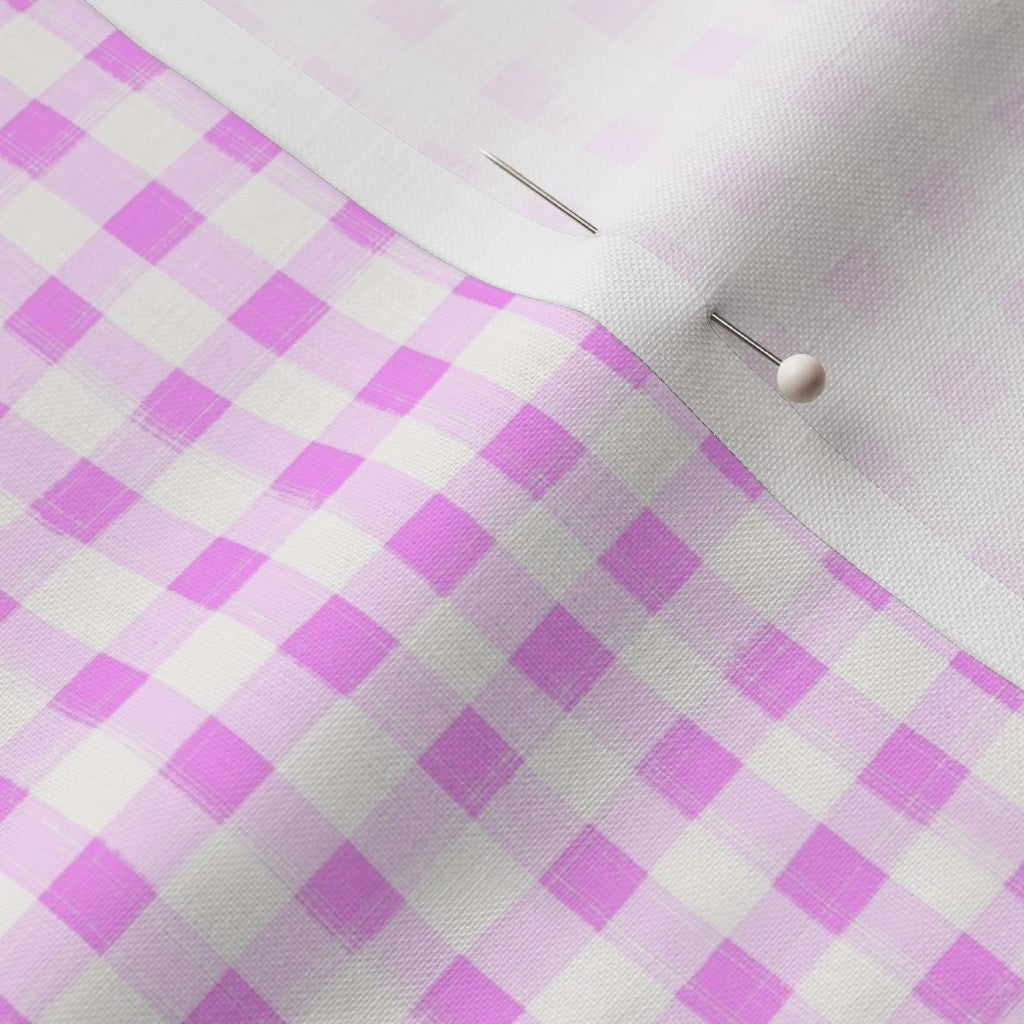 Hand Painted Gingham Fabric by the Yard Radiant Orchid