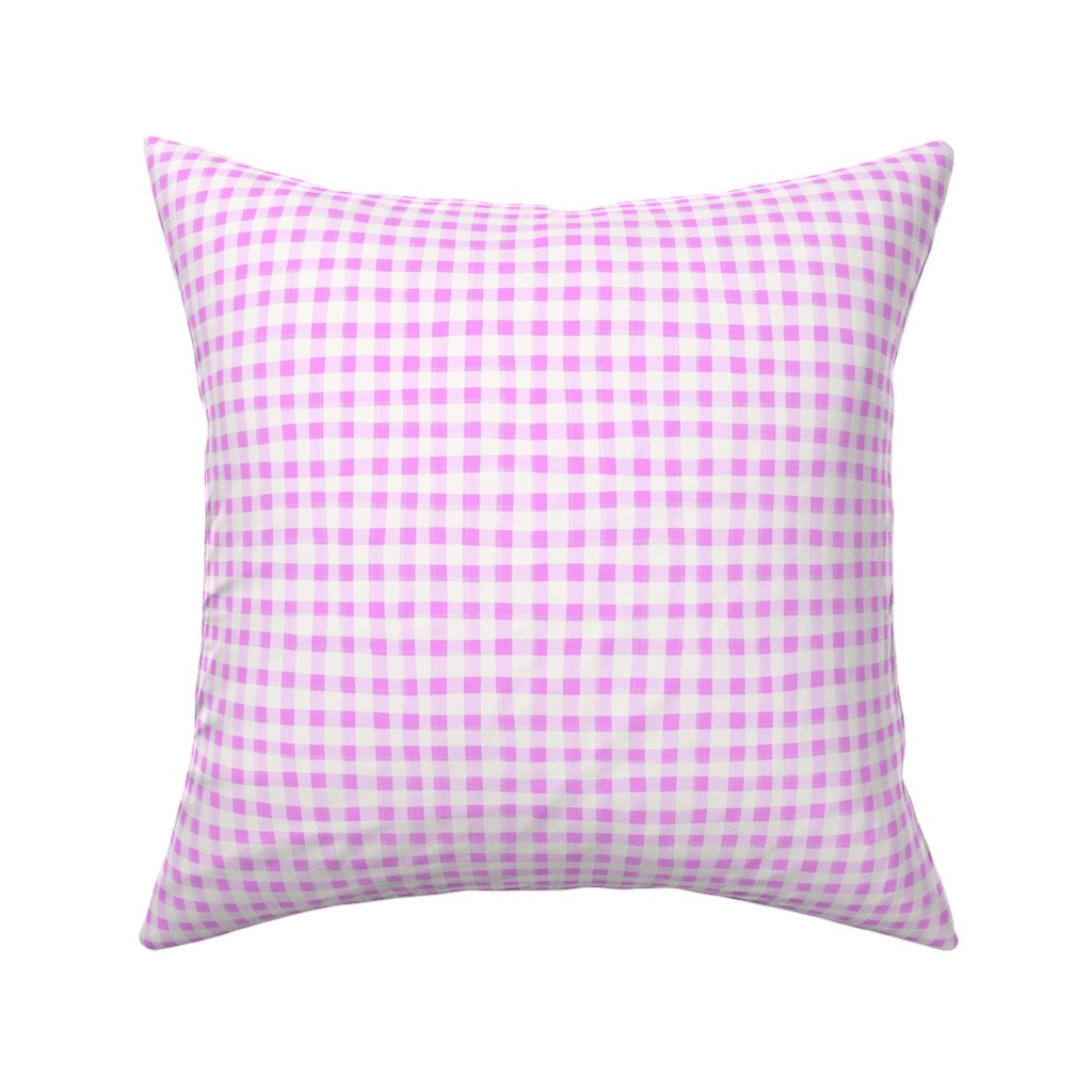 Hand Painted Gingham Fabric by the Yard Radiant Orchid
