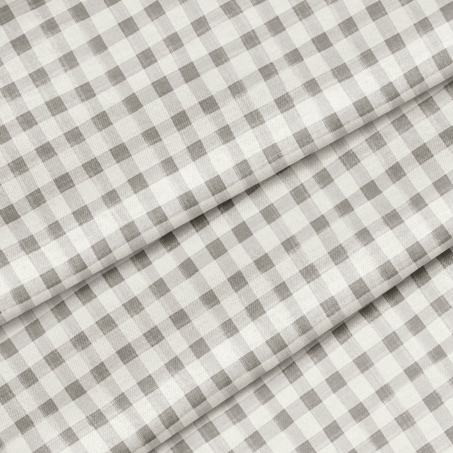 Hand Painted Gingham Fabric by the Yard Fog Gray