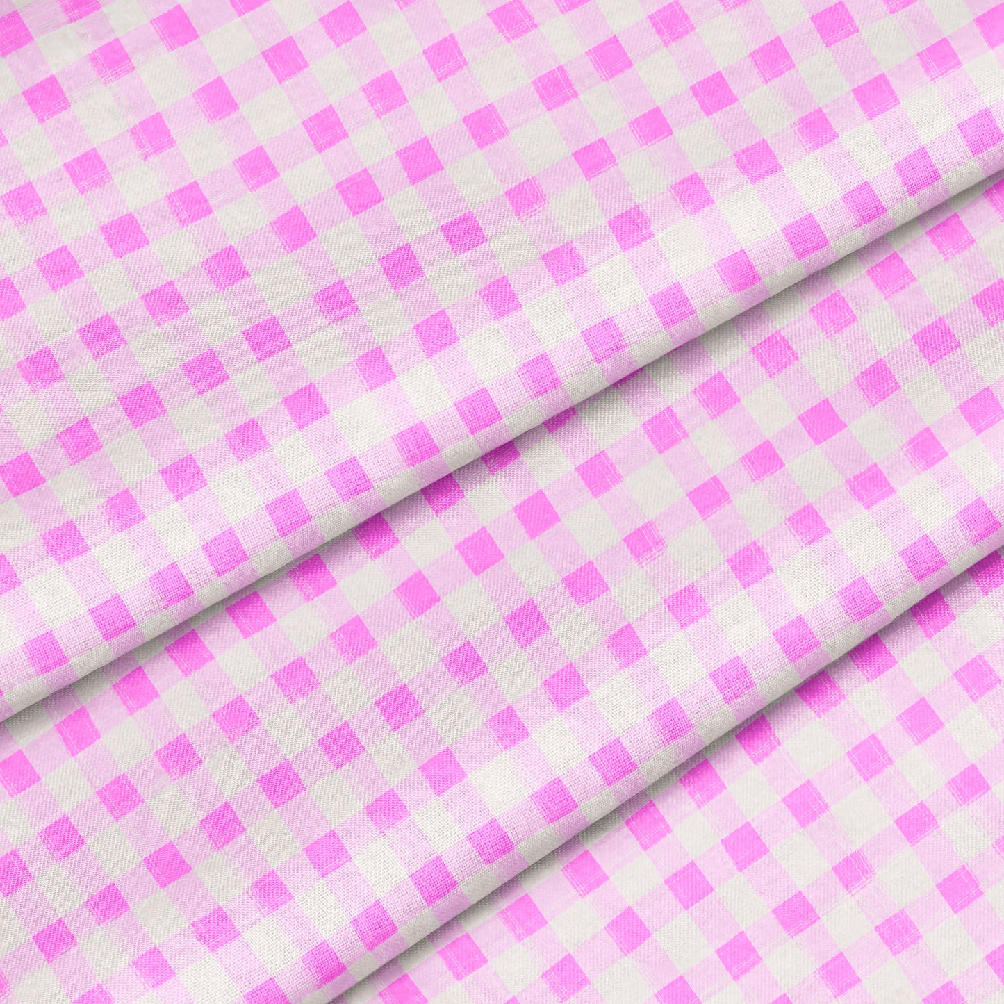 Hand Painted Gingham Fabric by the Yard Radiant Orchid
