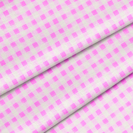 Hand Painted Gingham Fabric by the Yard Radiant Orchid