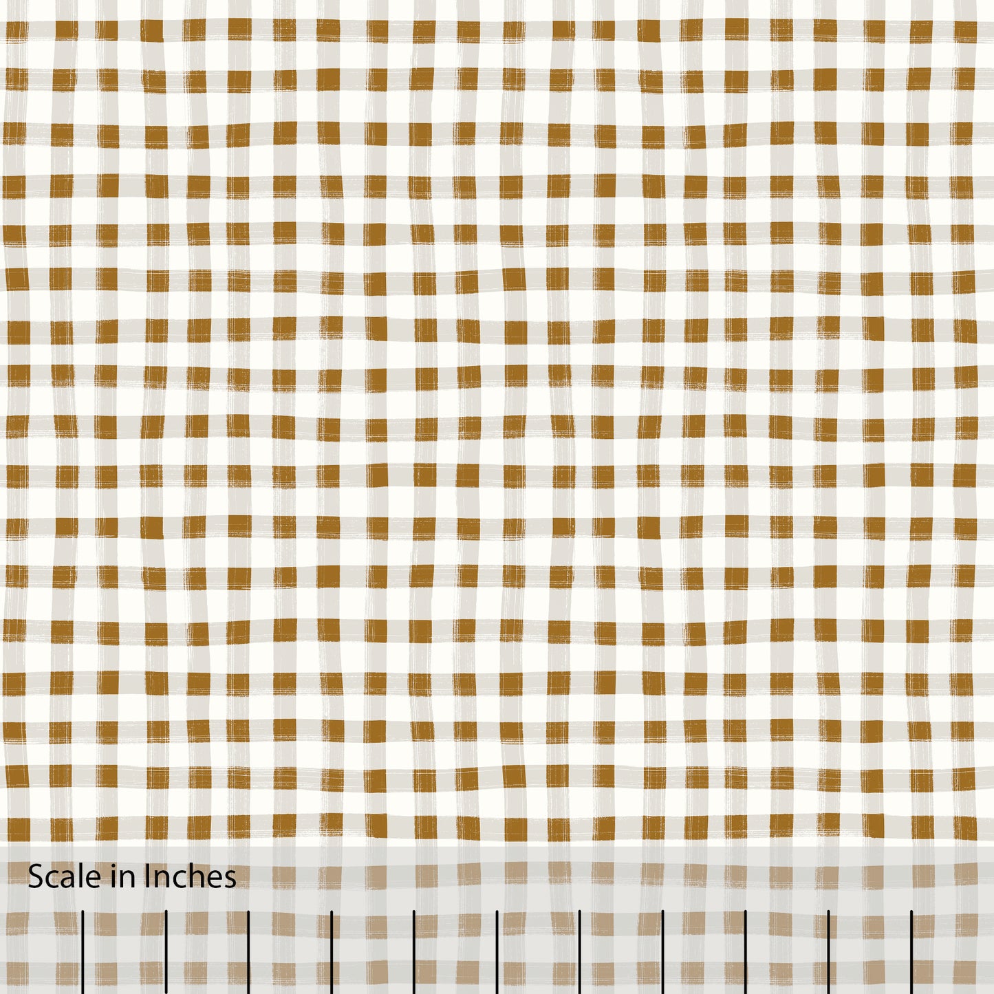 Hand Painted Gingham Fabric by the Yard Coffee and Gray