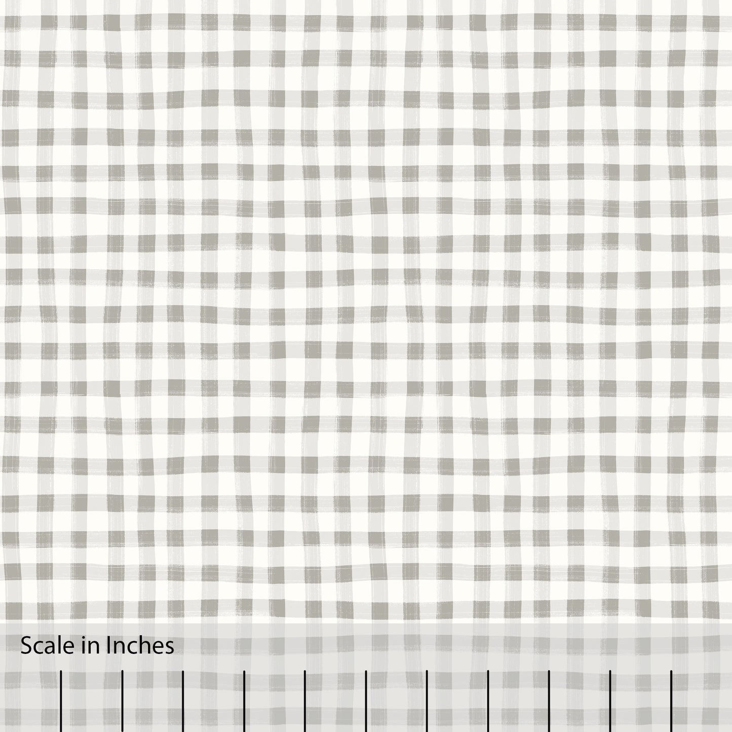 Hand Painted Gingham Fabric by the Yard Fog Gray