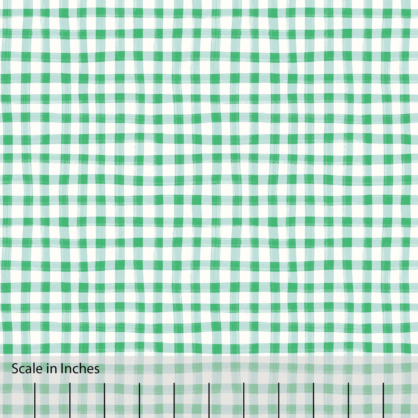 Hand Painted Gingham Fabric by the Yard Kelly Green