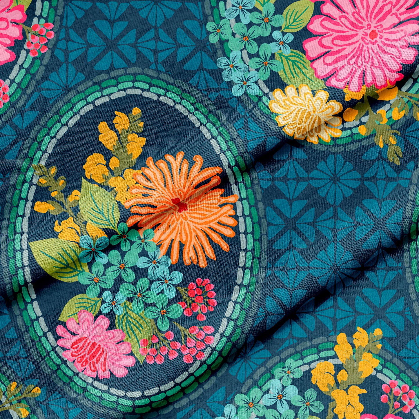 Zinnia Bouquet Floral Dark Navy