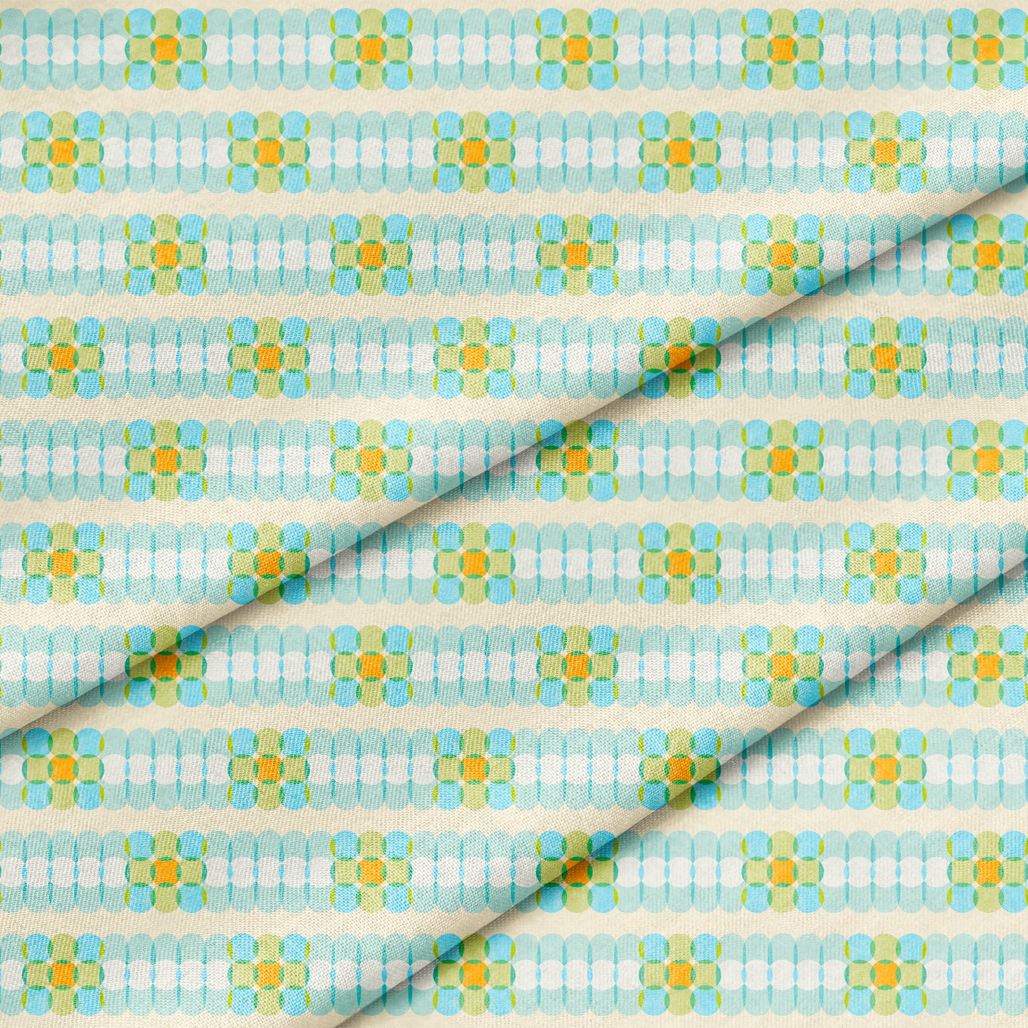 Oval Overlap Stripe Cream and Light Blue