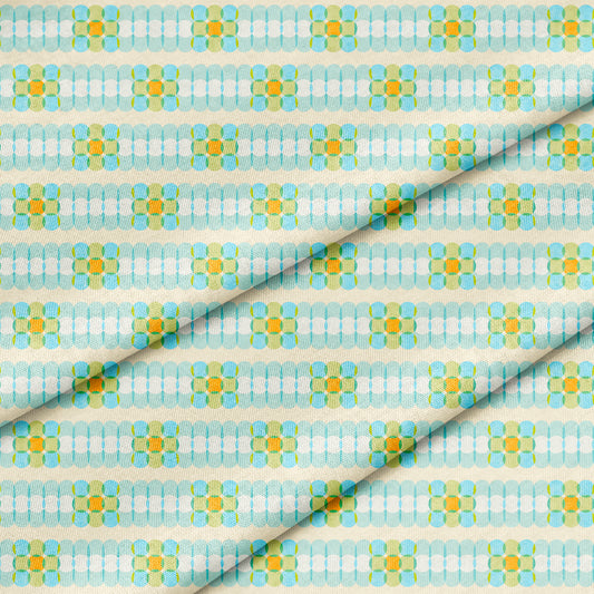 Oval Overlap Stripe Cream and Light Blue