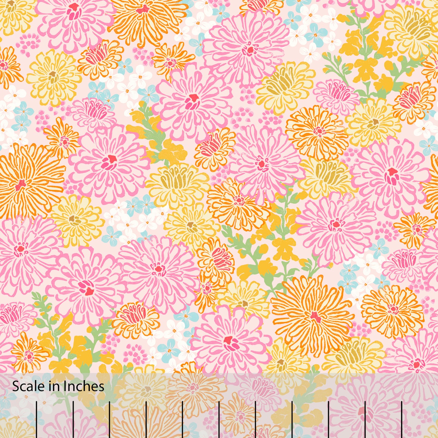 Zinnia and Snap Dragon Floral Pink