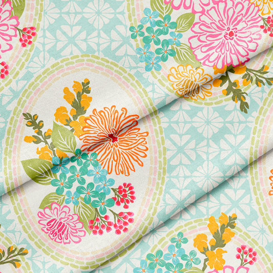 Zinnia Bouquet Floral Soft Aqua