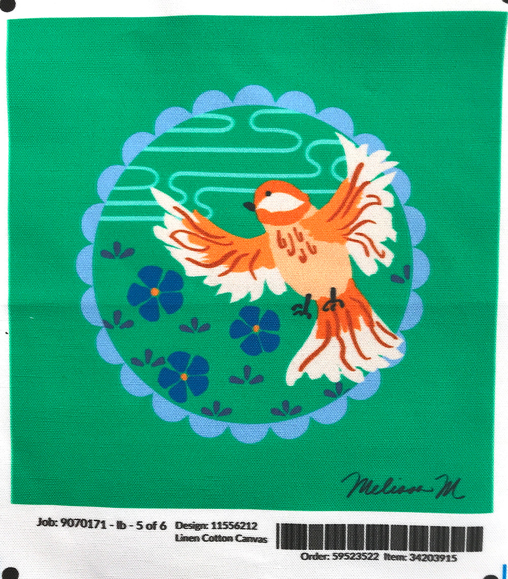 Chickadee Embroidery Design in Green - little girl Pearl