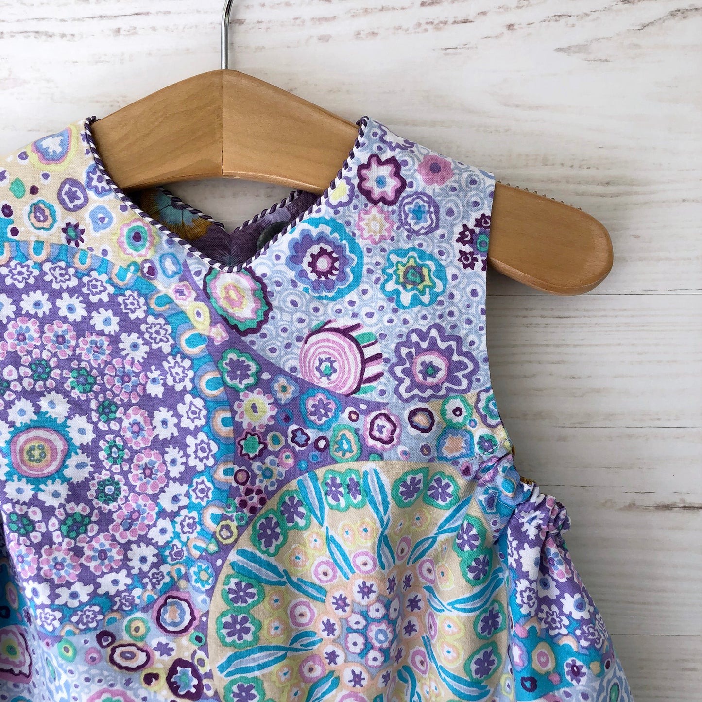 reversible jumper dress in lilac millefiori and lavender morning glory - little girl Pearl