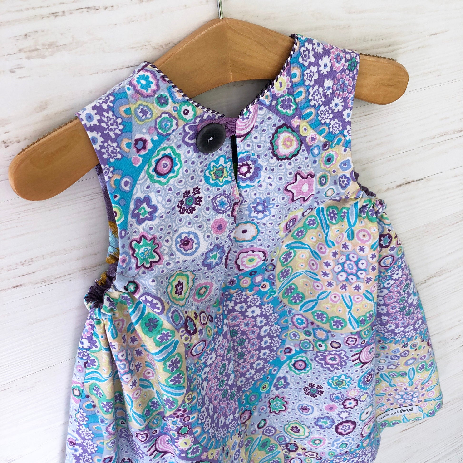 reversible jumper dress in lilac millefiori and lavender morning glory - little girl Pearl