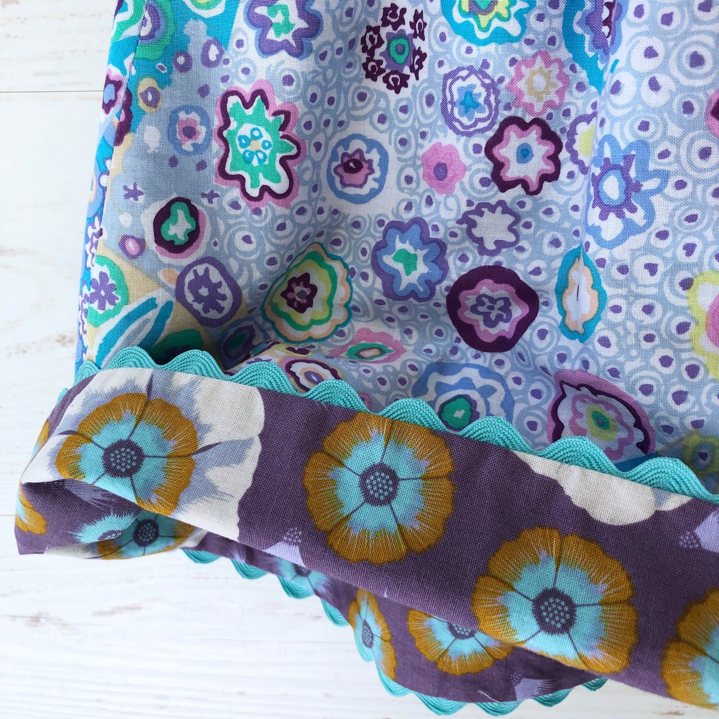 reversible jumper dress in lilac millefiori and lavender morning glory - little girl Pearl