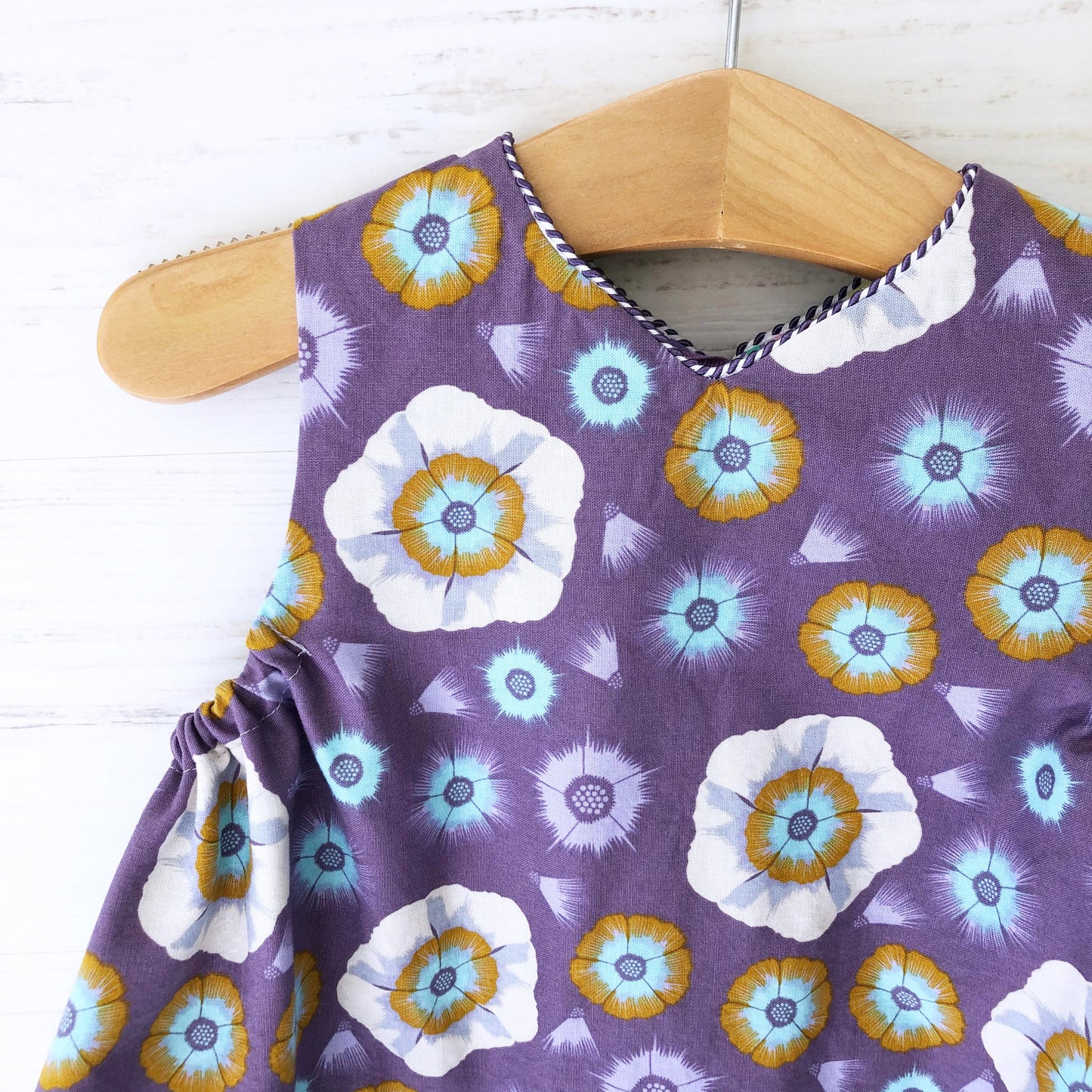 reversible jumper dress in lilac millefiori and lavender morning glory - little girl Pearl