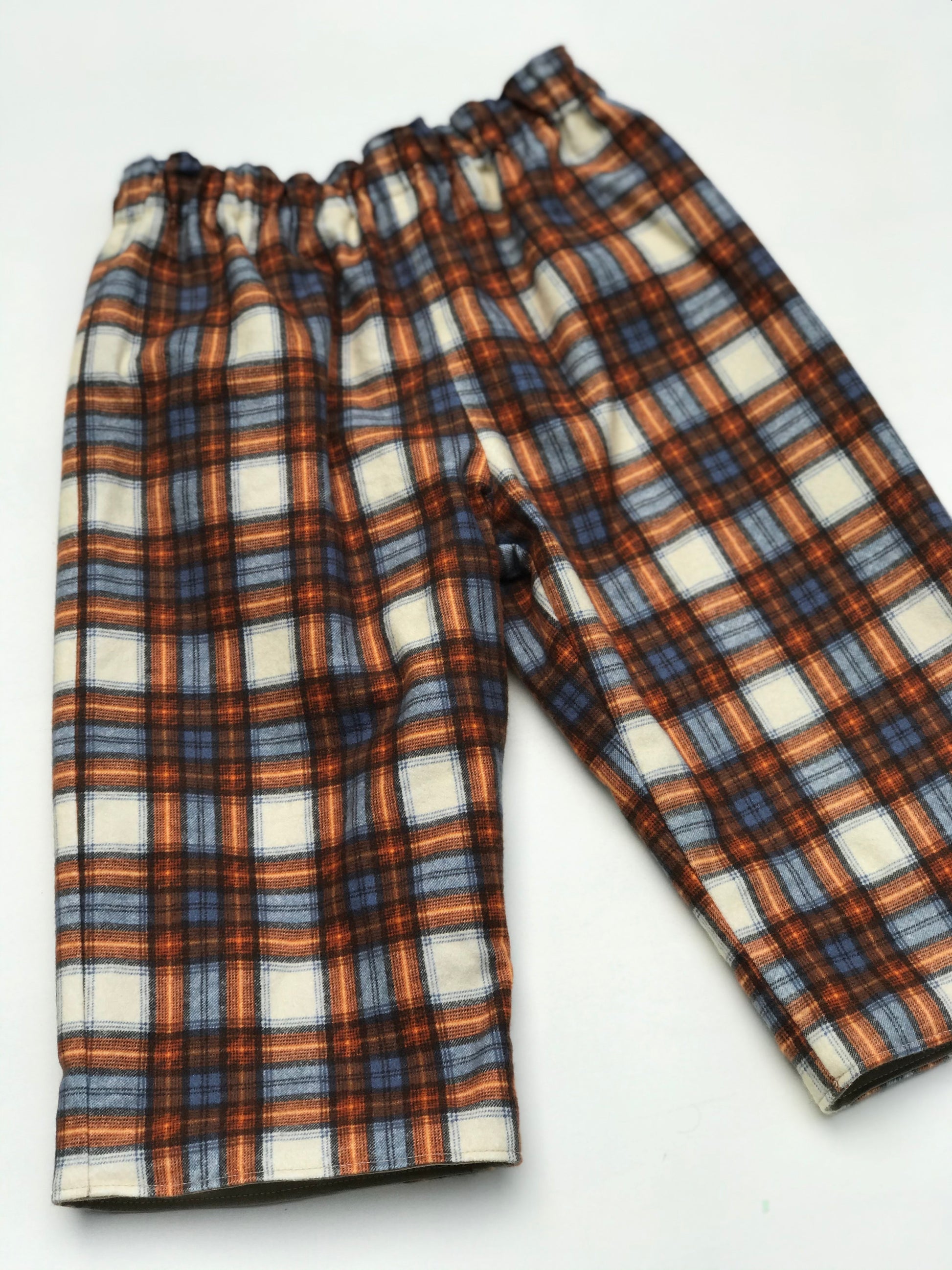 reversible flannel pants in Charley Harper wood duck - little girl Pearl