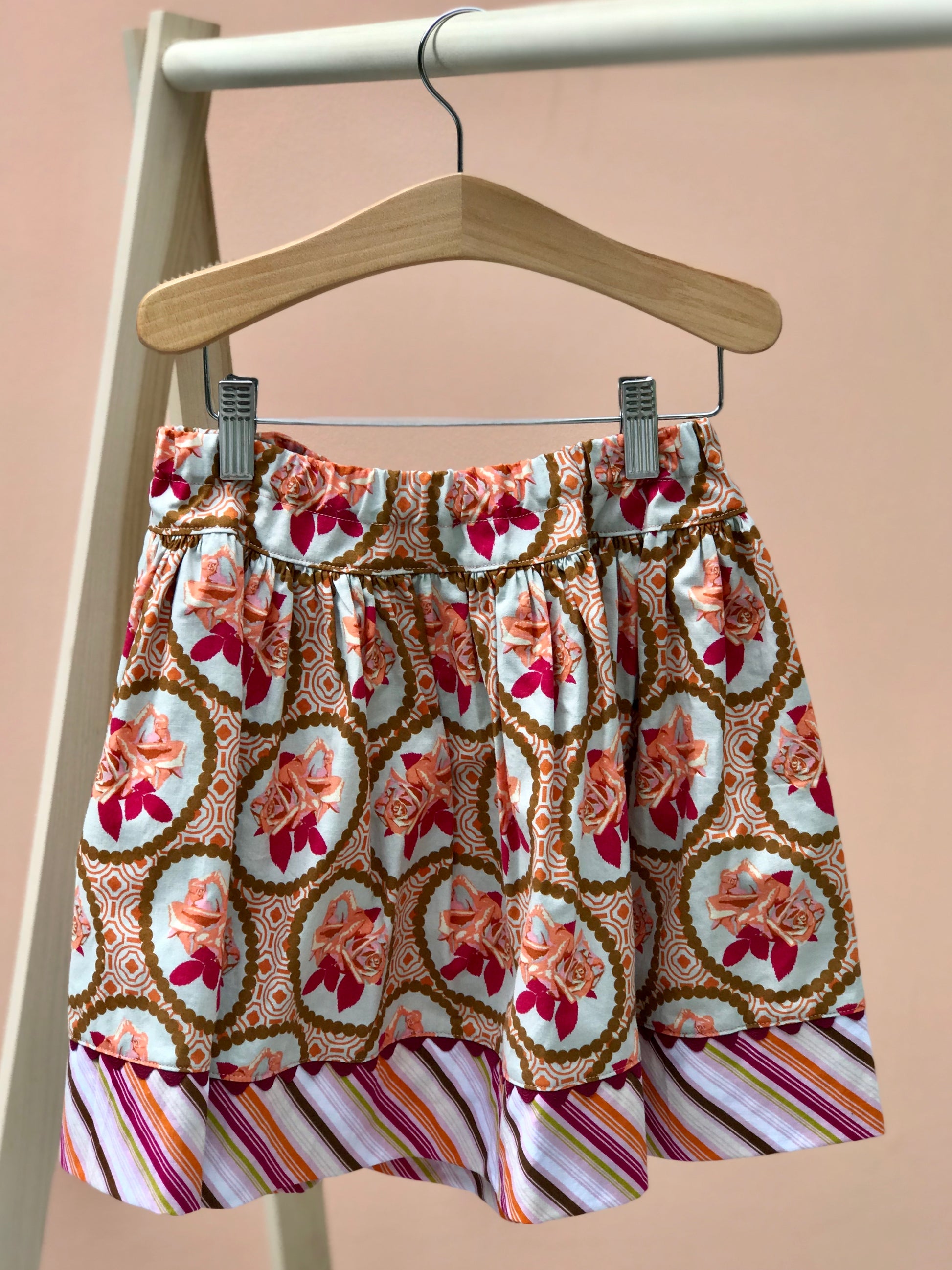 favorite twirl skirt in fall garden portrait - little girl Pearl