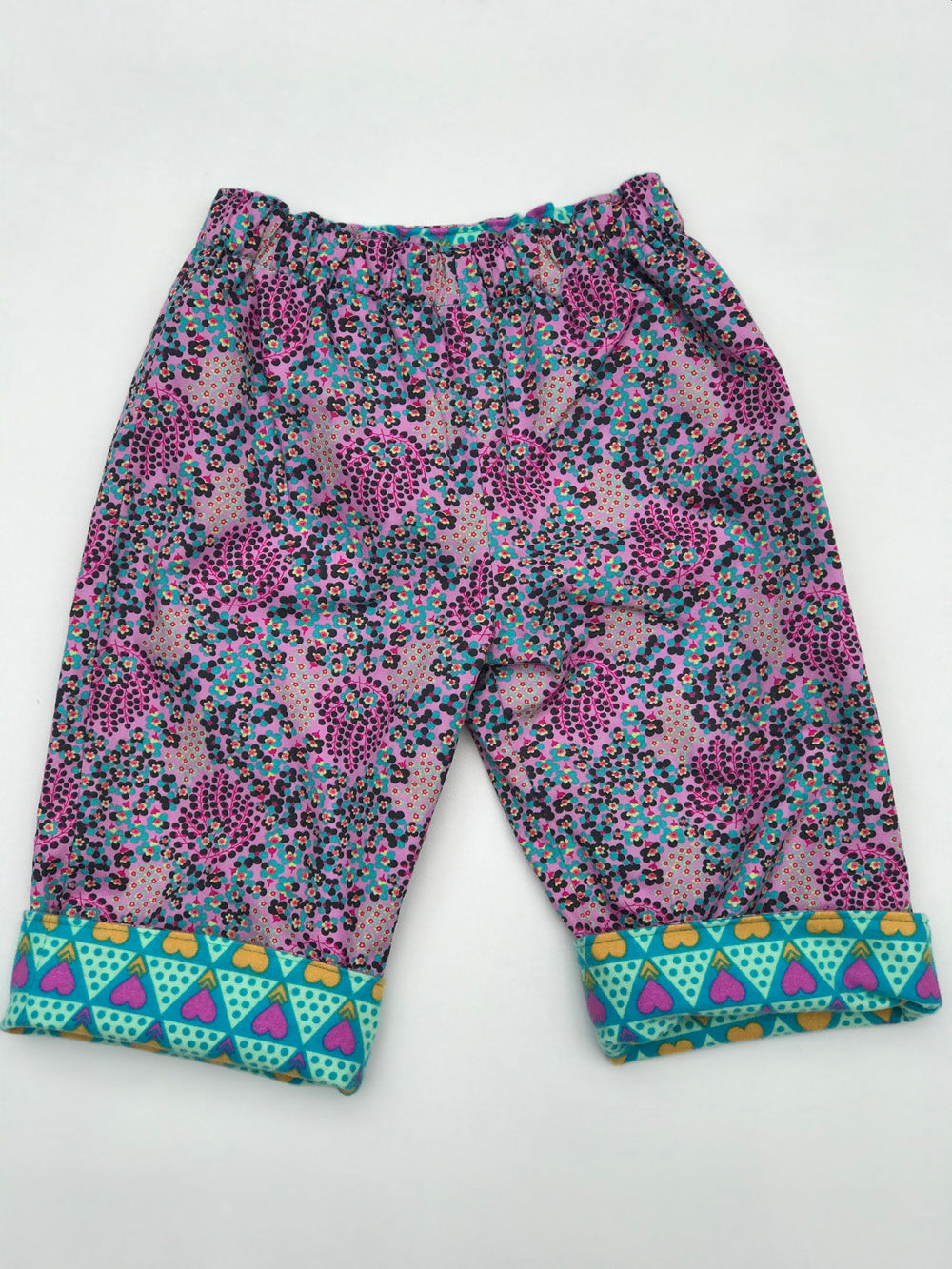 reversible pants in jade heart - little girl Pearl