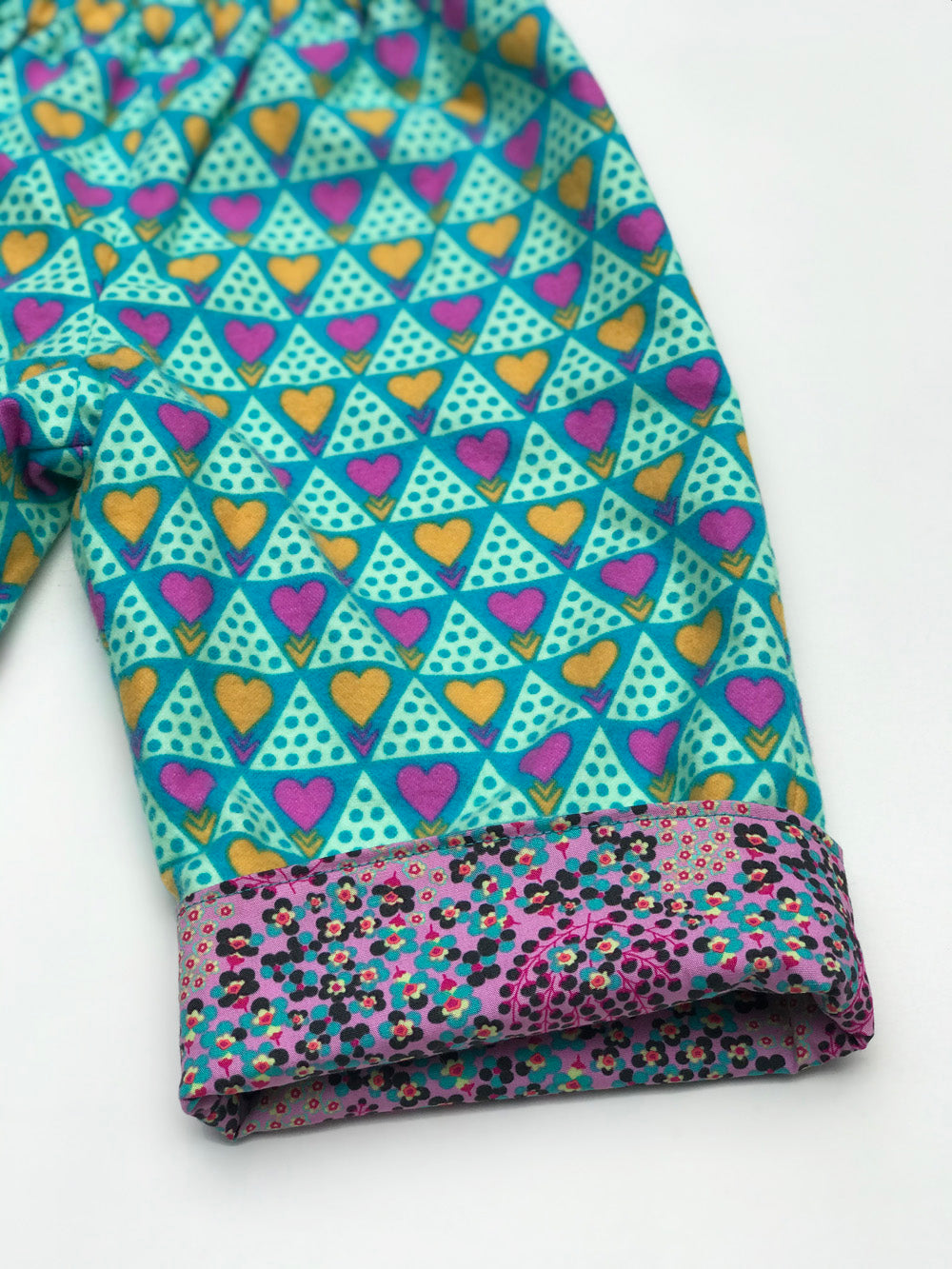 reversible pants in jade heart - little girl Pearl