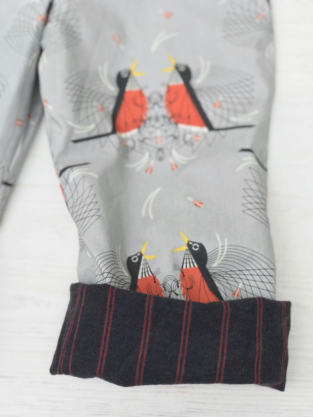reversible pants in charley harper robins - little girl Pearl