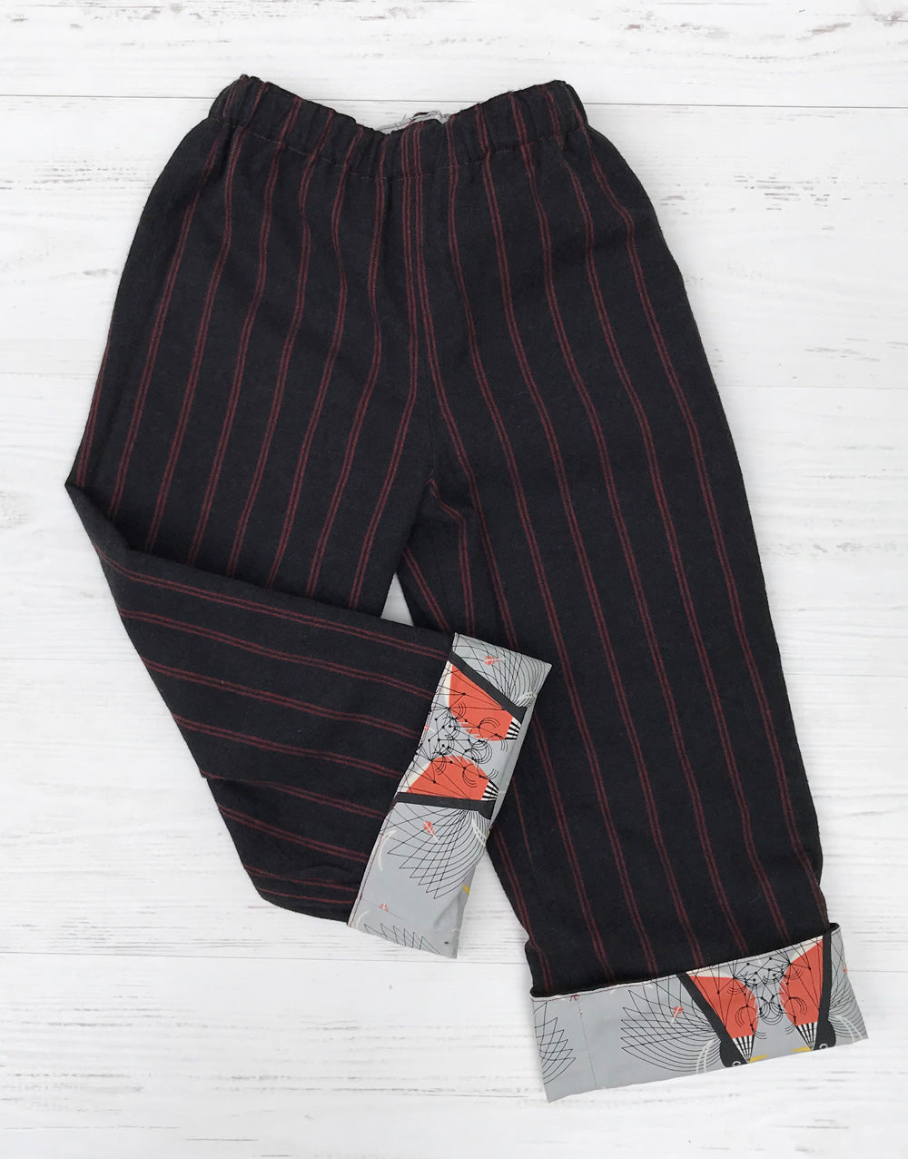reversible pants in charley harper robins - little girl Pearl