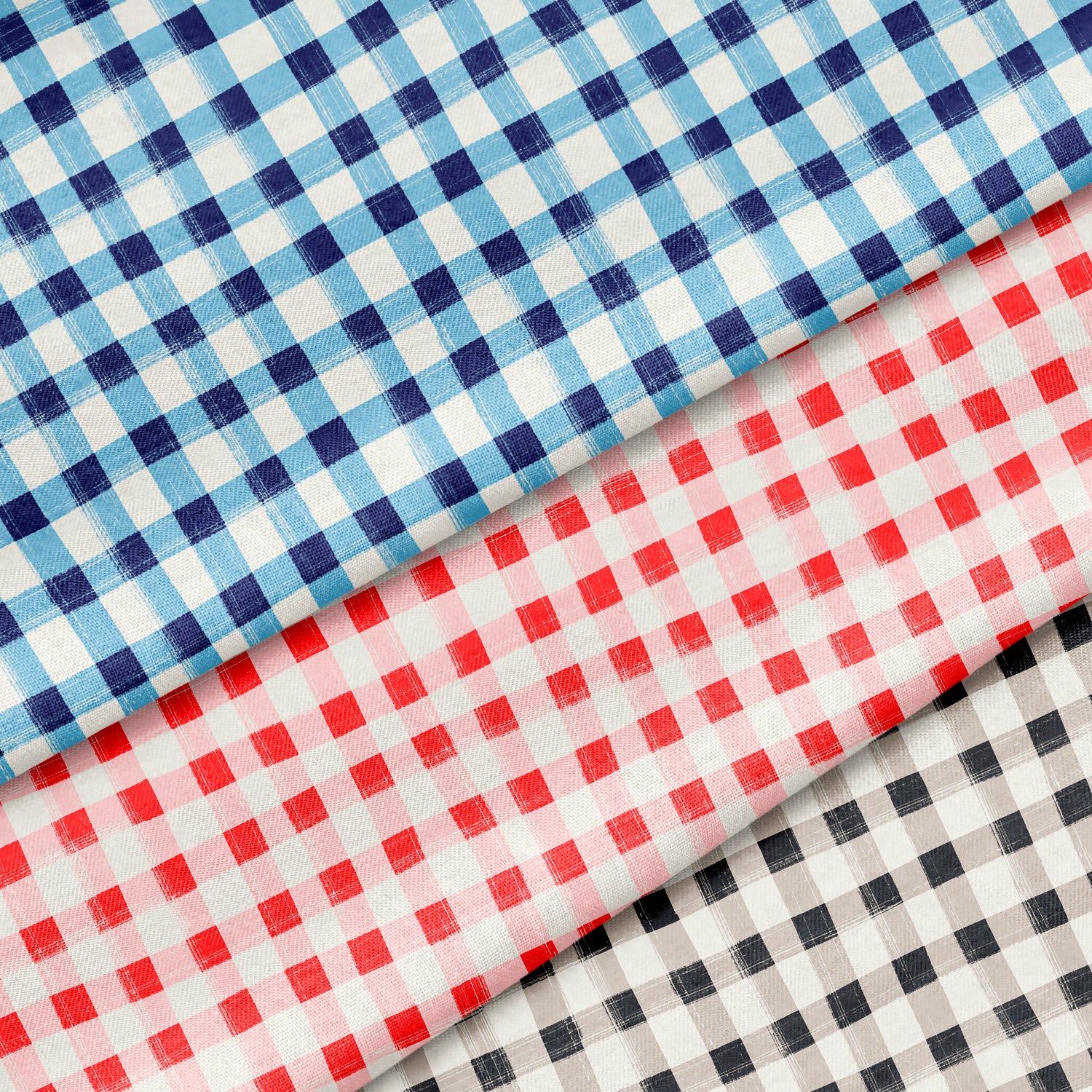 Hand-Painted Gingham Fabric