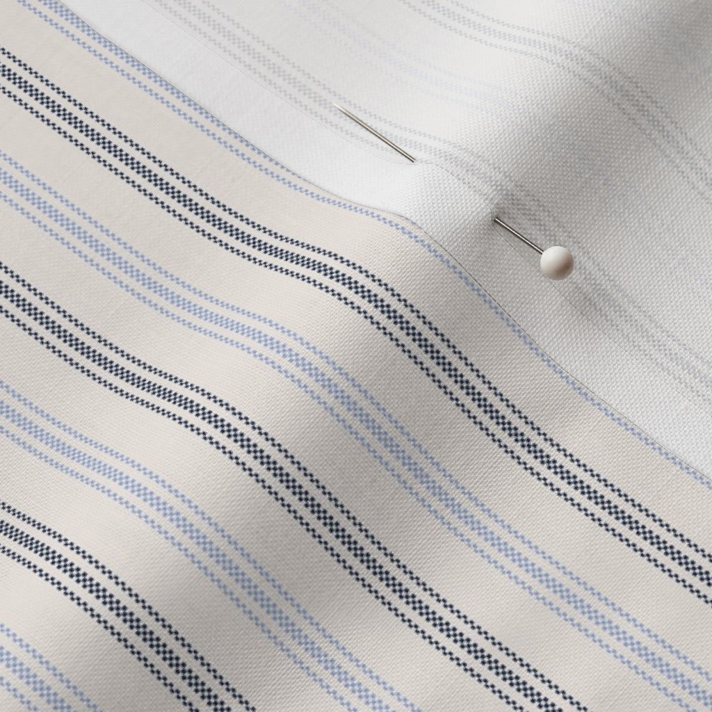 Classic Ticking Stripe Fabric by the Yard Navy and Periwinkle Blue