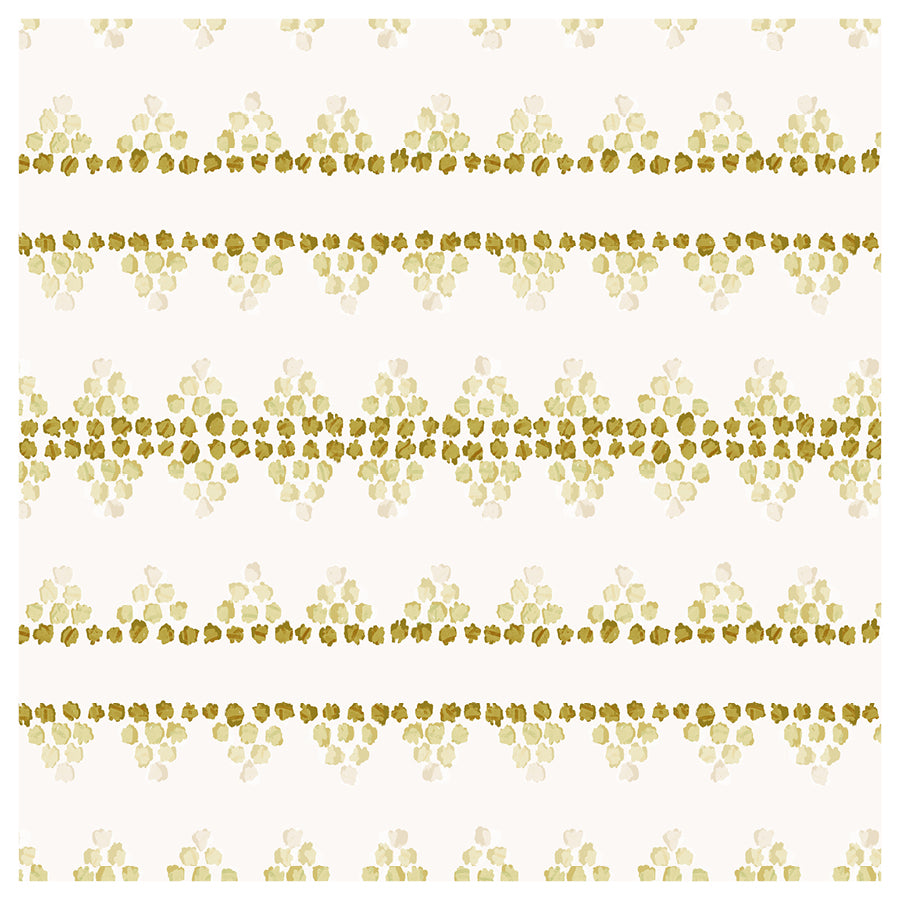 Decorative pattern with gold and beige elements arranged in a diamond striped pattern on a white background