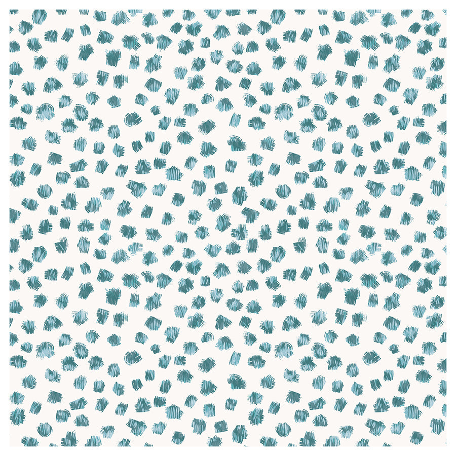 Pattern of teal abstract animal prints on a white background