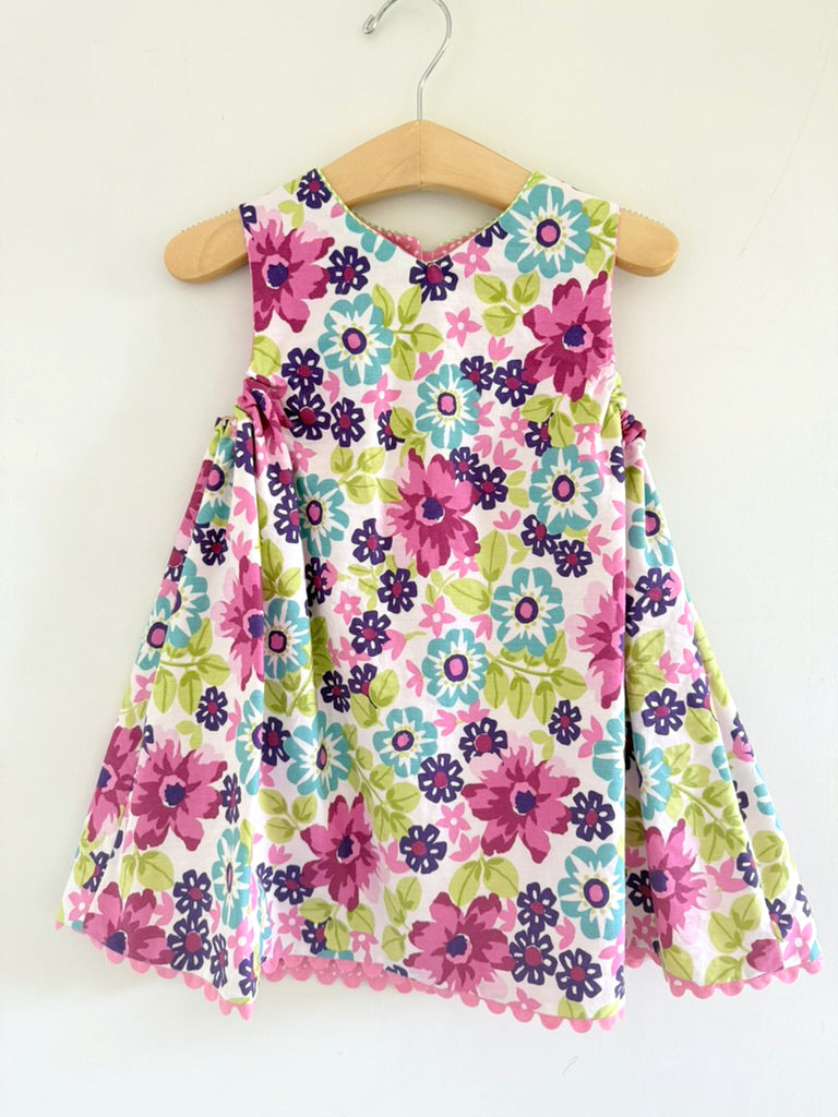 reversible jumper dress in girly pink and purple floral 2T