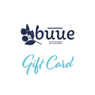 Gift card with 'buue studio' logo on a white background