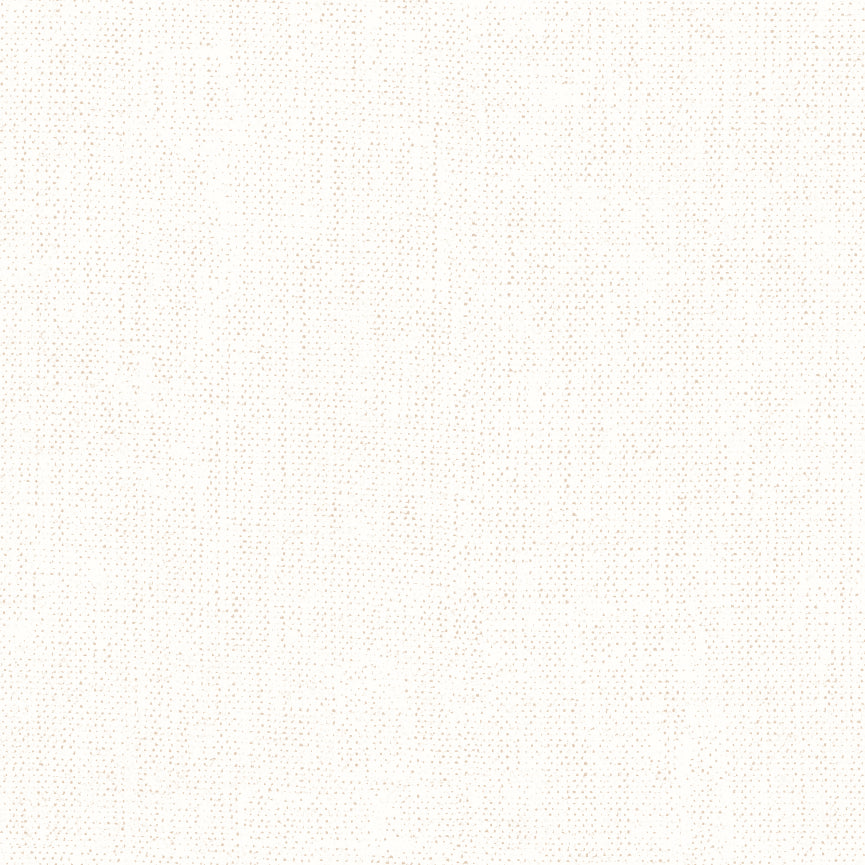 A close-up of a light cream or off-white textured wallpaper with a subtle dotted pattern.