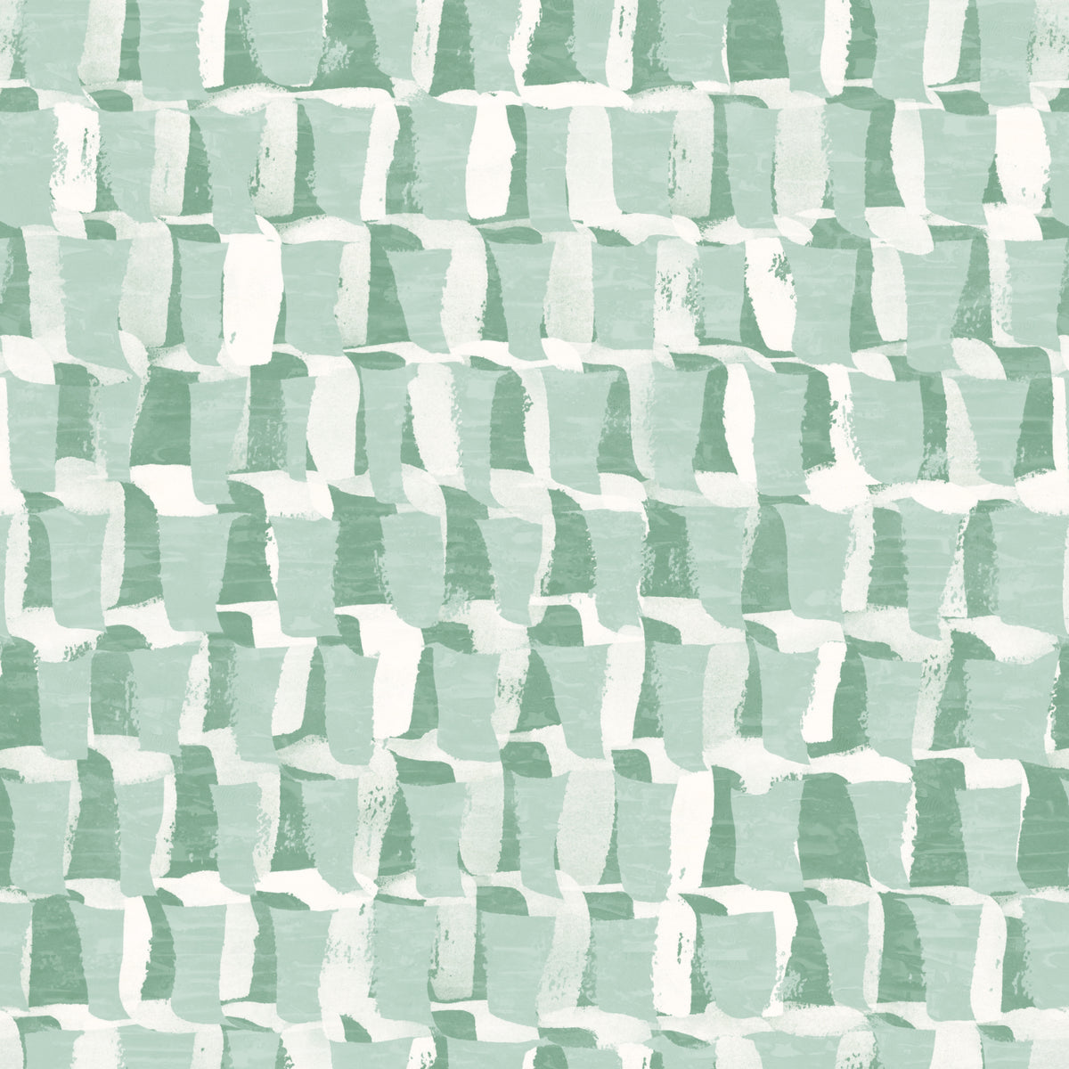A repeating abstract pattern of overlapping rectangular blocks in soft mint green and off-white, resembling a woven or layered geometric texture.