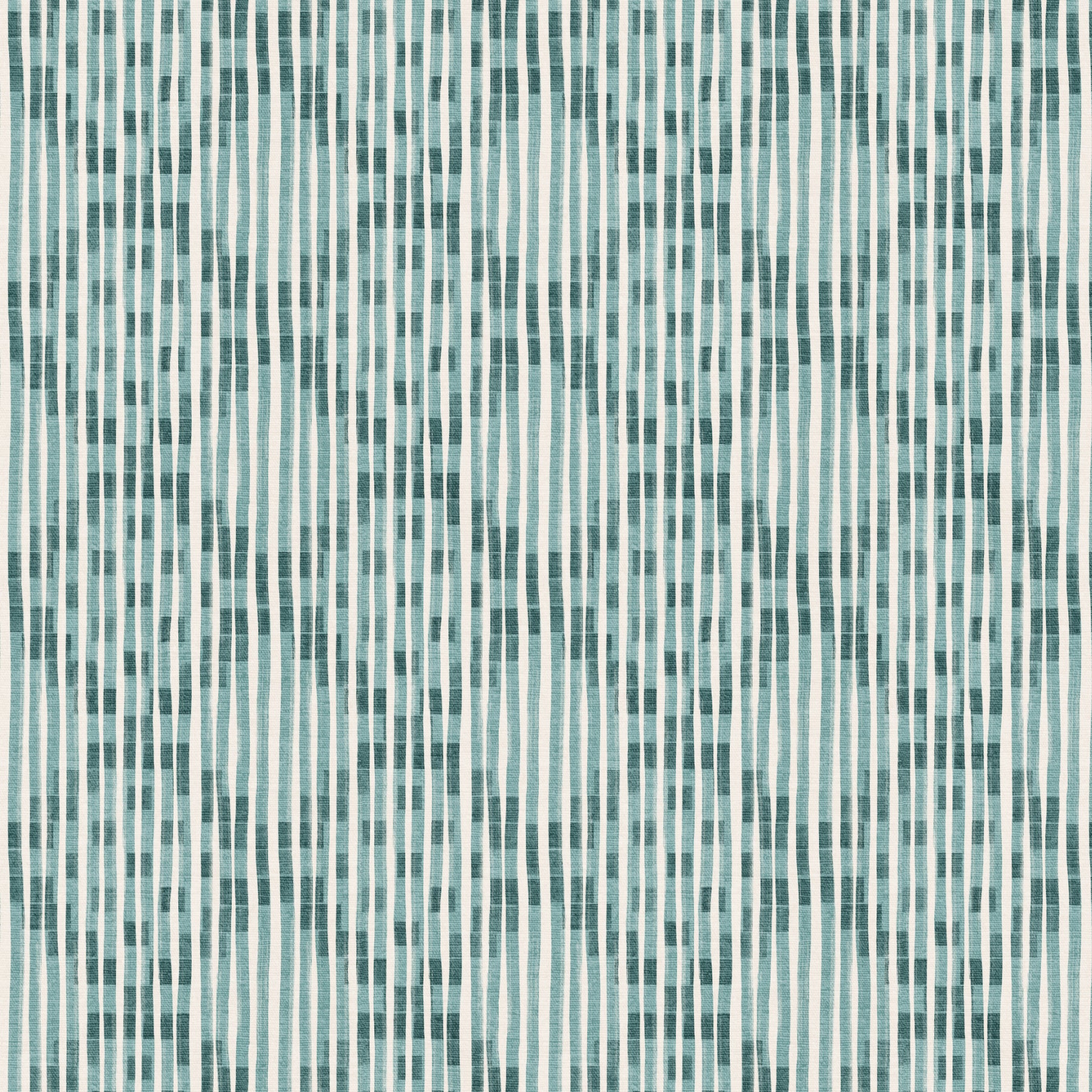 A close-up of a repeating vertical stripe pattern in muted teal, blue-gray, and off-white, resembling a woven or printed textile texture.