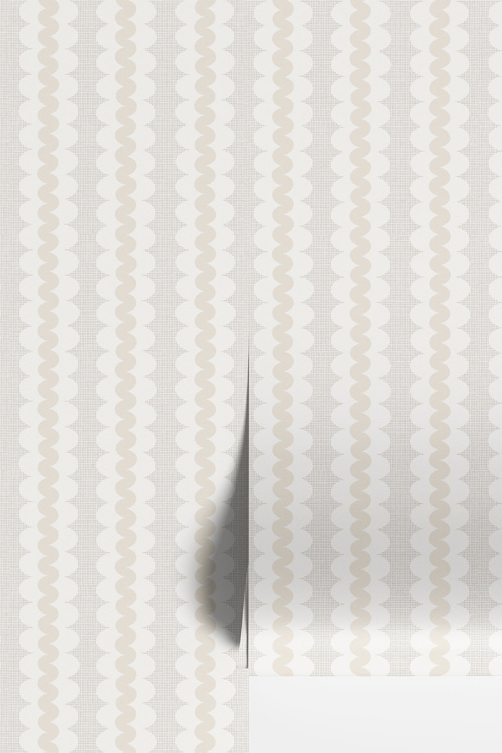 Preppy striped wallpaper with a neutral beige subtle design on a creamy white background