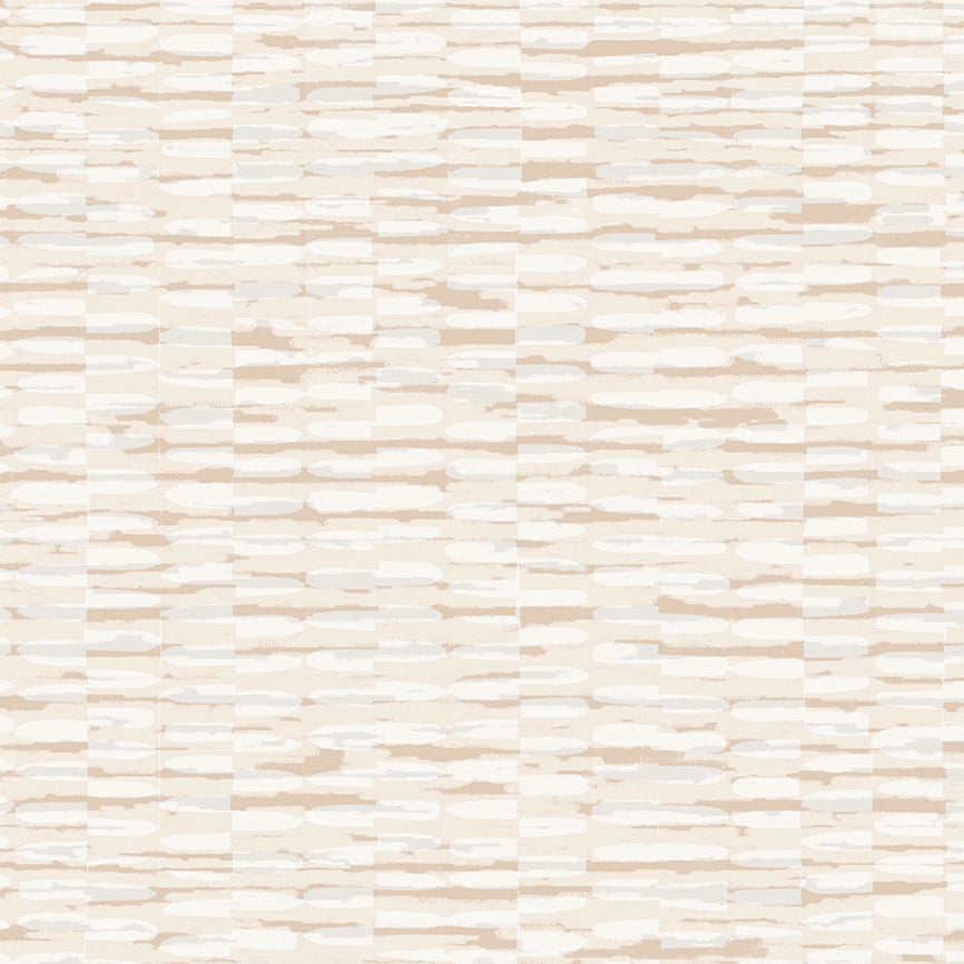 Beige and off-white seagrass woven grain texture wallpaper close up.