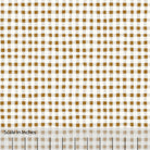 Gingham plaid patterned fabric in brown, gray and off white. There is an inch scale overlaid at the bottom for visual reference.