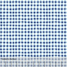Gingham plaid patterned fabric in cobalt blue and off white. There is an inch scale overlaid at the bottom for visual reference.