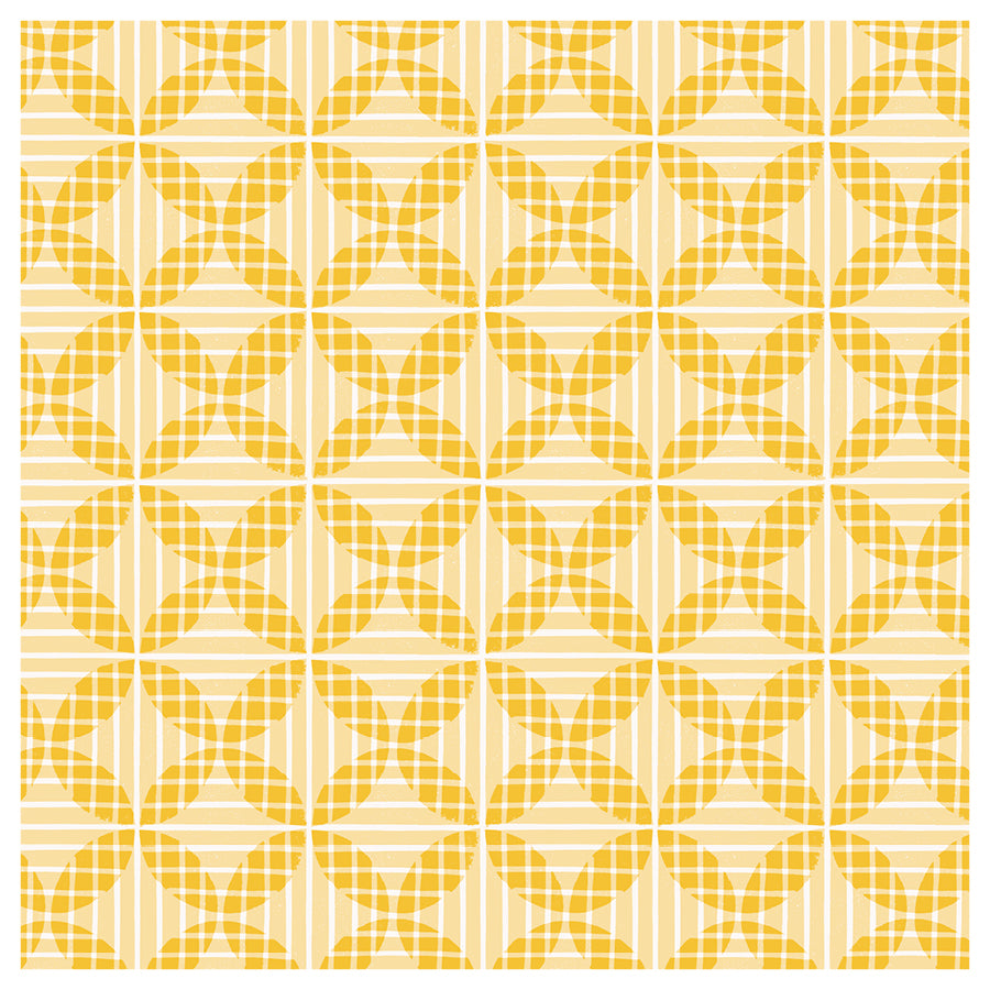 Yellow orange peel geometric pattern on a white background
