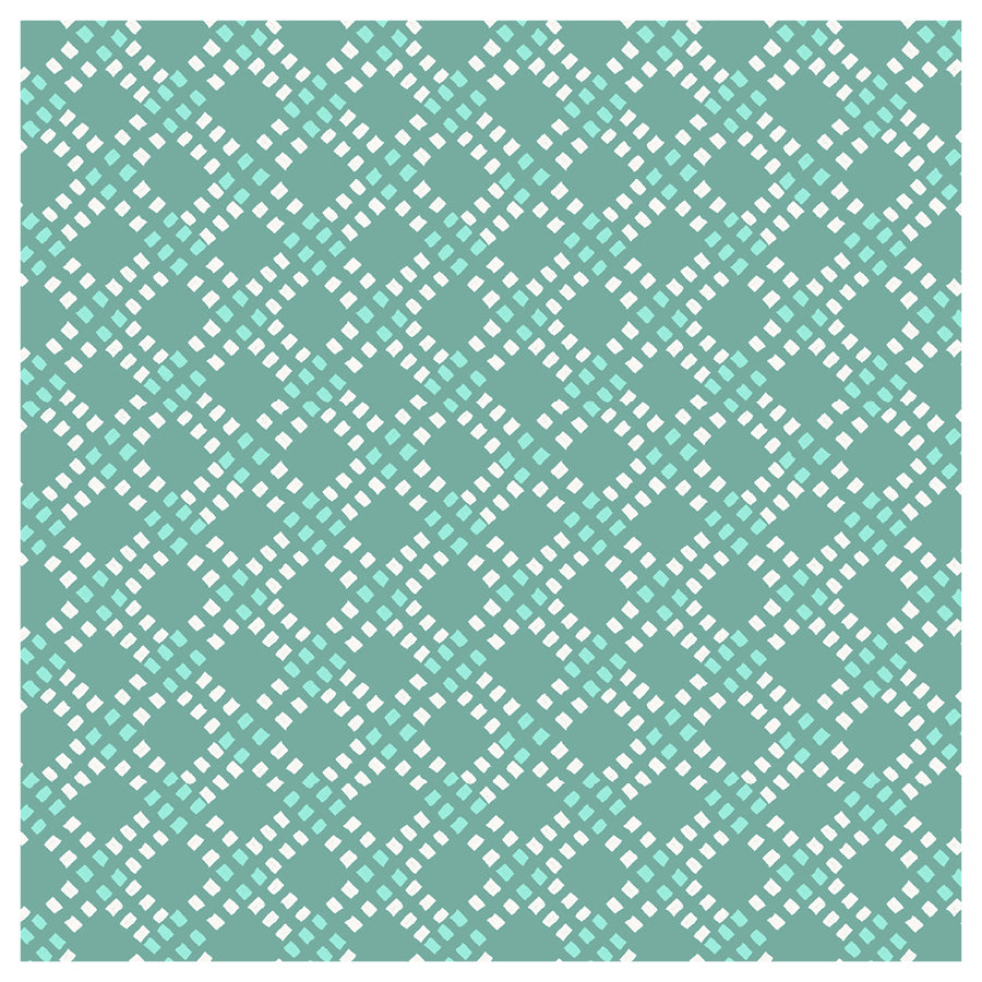 Teal and white geometric patterned paper