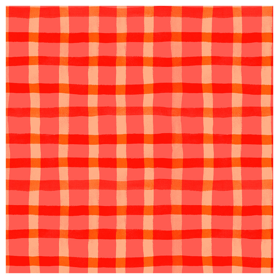 Red and orange checkered fabric pattern