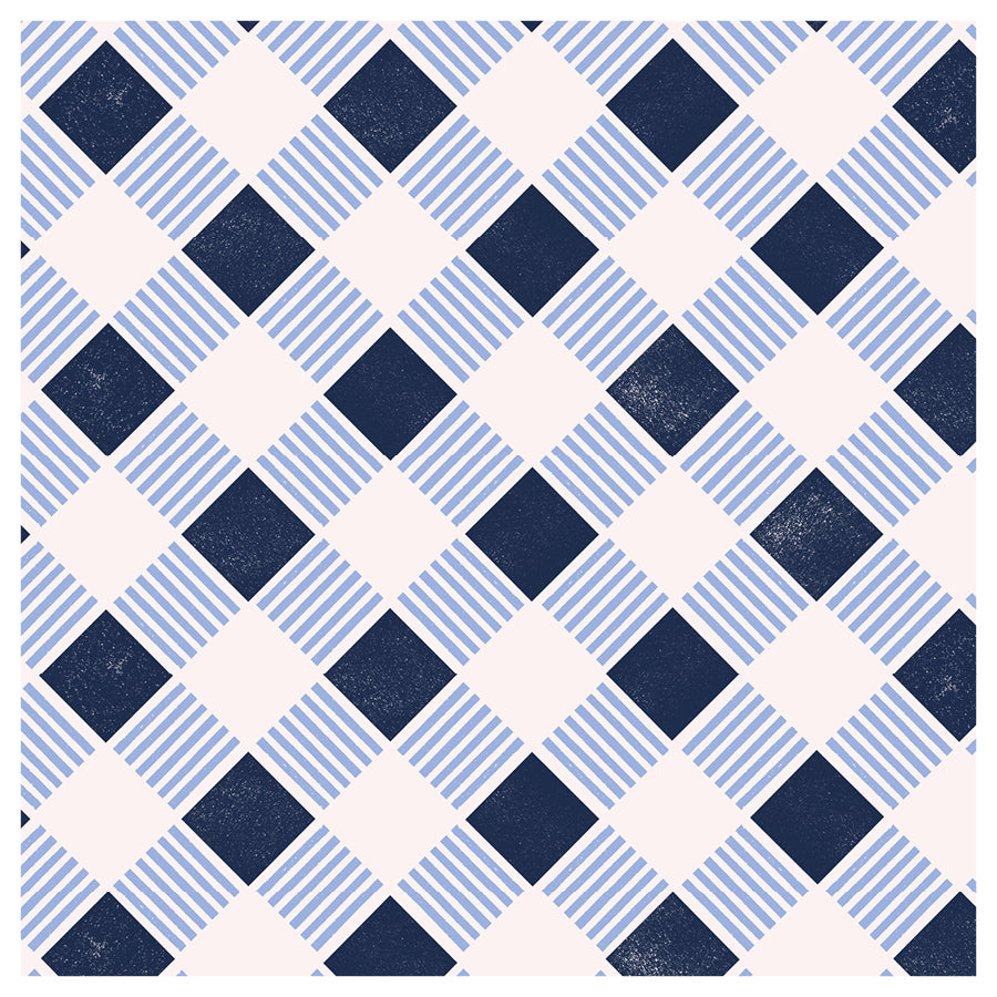 Checkered pattern with blue and white squares