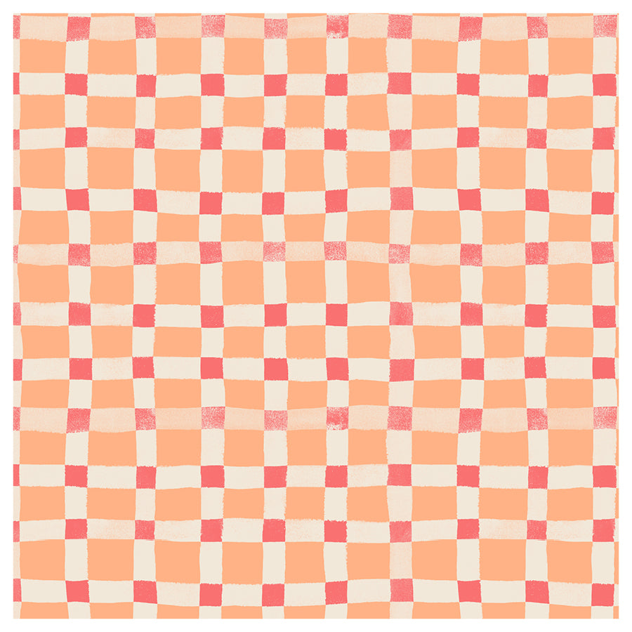Checkered pattern with alternating orange and white squares