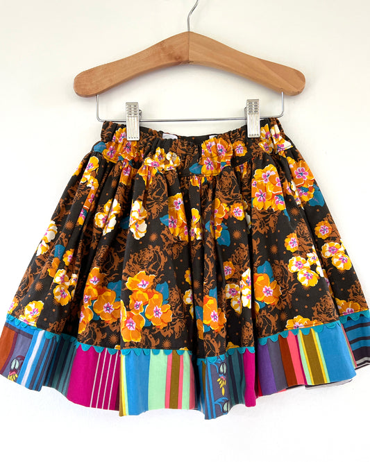 favorite twirl skirt in dark brown and gold primrose